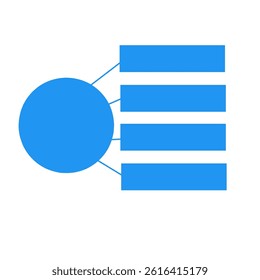 Blue circle with stacked horizontal bars representing bullet point list icon for presentation or UI design