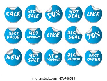 Blue Circle Sticker Set Promotion Product or Others for Flyer, Brochure Design