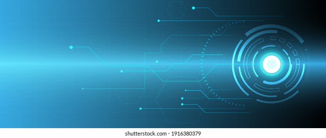 Blue circle technology abstract technology innovation concept vector background and glowing light with some Elements of this image panorama