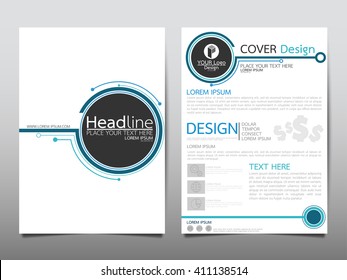 Blue circle technology annual report brochure flyer design template vector, Leaflet cover presentation abstract technology background, layout in A4 size