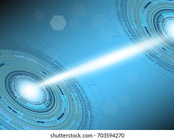 Blue circle technology with light, abstract background