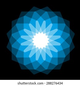 Blue Circle of transition to black as magical swirl waves