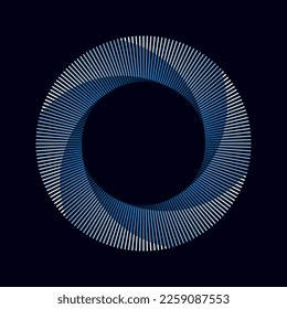 Blue circle with transition colors. Abstract geometric art line background.