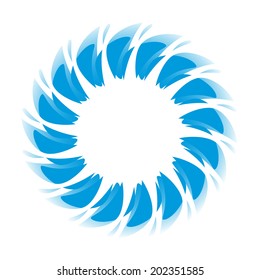 Blue Circle of transition to white as magical swirl waves