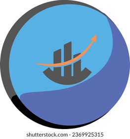 Blue Circle with Upward Graph Close Up" - This asset features a detailed view of a blue circle with a graph showing an upward trend. Suitable for illustrating growth, progress, and success in business