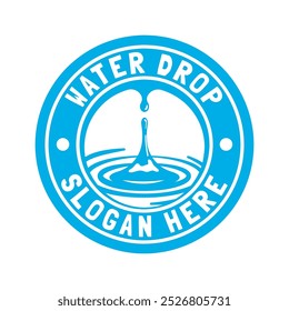 Logotipo e insignia azul de la gota de agua del círculo