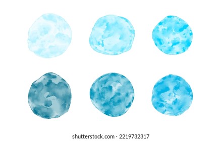 blue circle watercolor set on white background