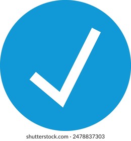 Blue Circle White Check Autorisierung Akzeptanz Zertifizierter Blue Circle White Check Isolated Background Genehmigung Sign Verification Tick