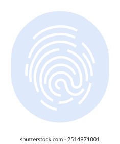 Blue circle with white fingerprint Ideal for security, identification, technology, privacy, and authentication themes. Minimalist vector style.