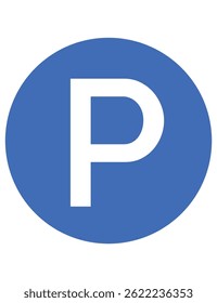 O círculo azul com um "P" branco indica que é permitido estacionar na área onde o sinal está colocado.