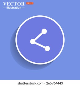 Blue circle with a white stroke on blue background with shadow.  web icon share vector illustration, EPS 10
