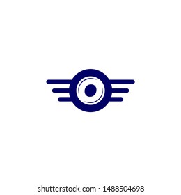 blue circle and wings with O logo letters design concept technology symbol.