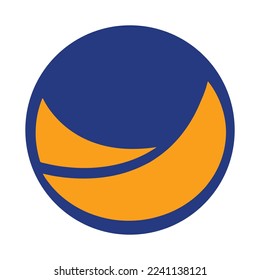 blue circle yellow symbol isolated white background logo icon vector template