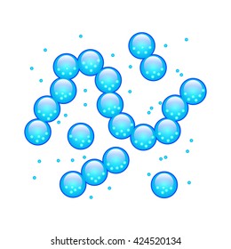Blue circled bacteria isolated on white photo-realistic vector illustration