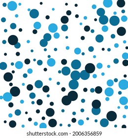 Blue circles on white background, scattering dots vector design