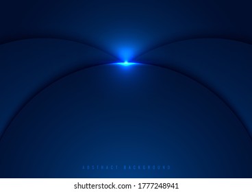 Blue circles overlapping layered with glow lighting effect on dark background space for text. Technology concept. Vector illustration