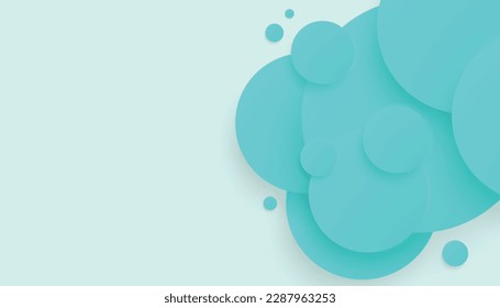 Blue Circles Paper Cut Style with Drop Shadows on White Background. Vector Illustration