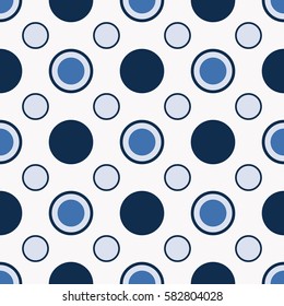Blue circles seamless pattern on a light background. Vector, eps10