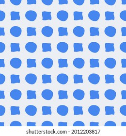 Blue circles and squares. Vector seamless and primitive drawn shapes.