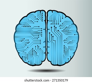 blue circuit board brain. Abstract Technology background for computer graphic website internet and business. vector illustration. white background