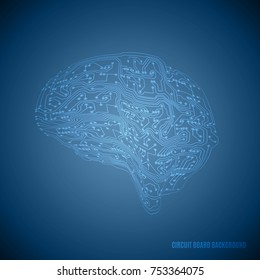 Blue circuit board brain. EPS10 vector