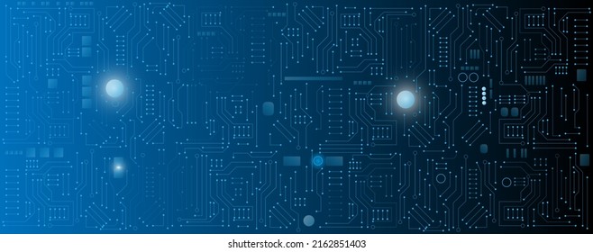 Blue Circuit Board elektronische oder elektrische Leitung und Chip-Computer, Engineering Technology Concept, Vektorhintergrund 