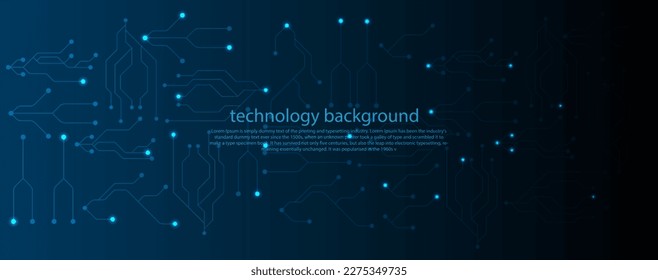 Blue circuit board electronic or electrical line with engineering technology concept vector background 