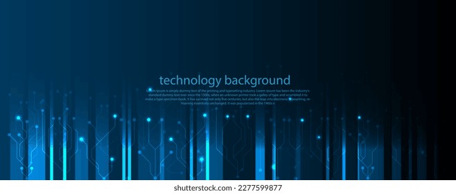 Blue circuit board electronic or electrical line with engineering technology concept vector background 