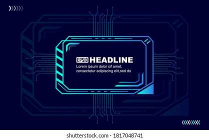 Blue circuit board frame, sci-fi interface internet technology background.