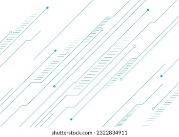 Blue circuit board lines abstract technology geometric background. Futuristic minimal vector design