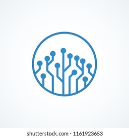blue circuit board , logo design