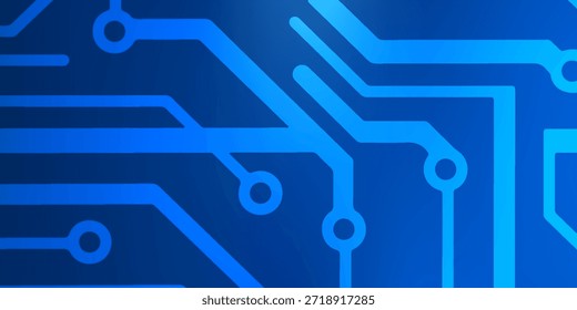Fondo de Tecnología de Tablero de circuito azul con líneas interconectadas y fondo futuridtic de brillo de neón. Ilustración vectorial eps10