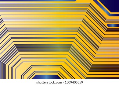 blue circuit board vector illustration. yellow background