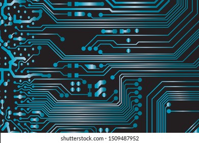 blue circuit board vector illustration. black background