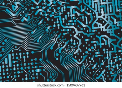 blue circuit board vector illustration. black background