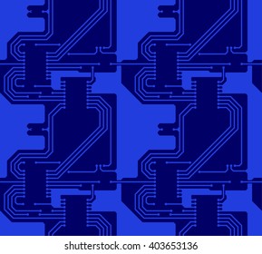 Blue circuit board vector seamless pattern