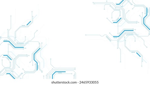 Blue circuit diagram on white background. High-tech circuit board connection system.Vector abstract technology on a white background.