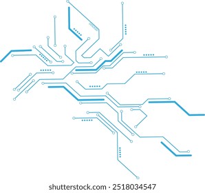 Blue circuit diagram on white background