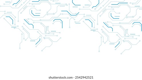 Diagrama de circuito azul sobre fundo branco. Sistema de conexão de placa de circuito de alta tecnologia. Tecnologia abstrata de vetor em um fundo branco.