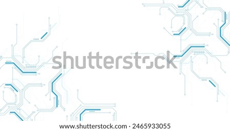 Blue circuit diagram on white background. High-tech circuit board connection system.Vector abstract technology on a white background.