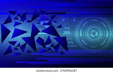 blue circuit electronic cyberspace with triangle and cricle ciruit abstract high technology background