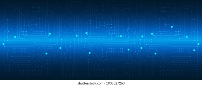 Blue Circuit Electronic Or Electrical Line With Engineering Technology Concept Vector Background 