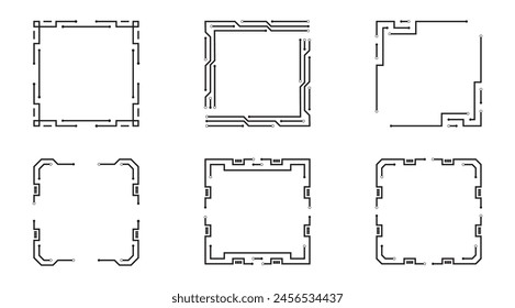 Blue circuit line frame hud abstract technology  vector design