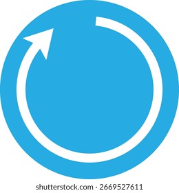 Ícone de seta azul circular mostrando o símbolo de rotação no sentido horário. Atualizar gráfico de loop para o conceito de processo, recarregamento, repetição e sincronização. Design vetorial isolado em fundo branco.
