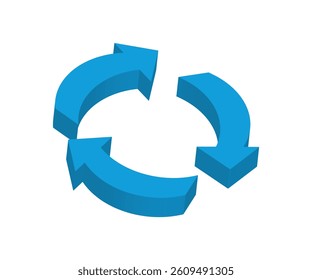 blue circular arrows in 3d style, vector illustration.