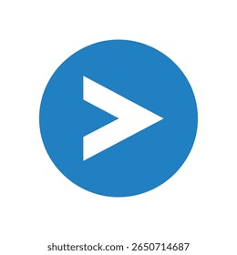 Botão circular azul com símbolo de seta branca indicando a direção da navegação