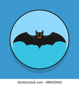 blue circular colored bat illustration on a blue background