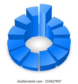 Blue circular diagram isolated on white background.