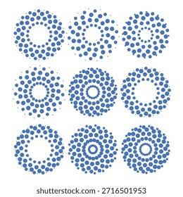 azul circular ponto mandala estilo padrão definido com simetria radial moderno abstrato design para decoração de fundo e layouts criativos