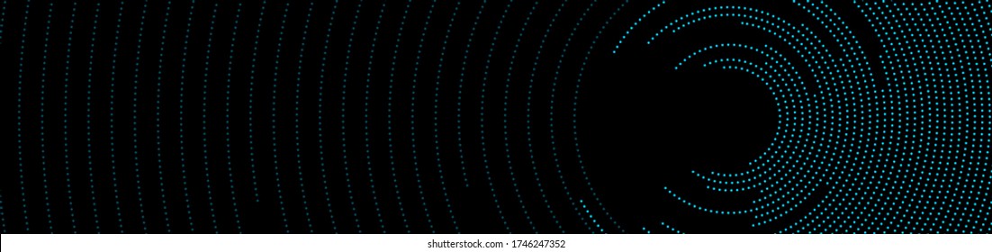 Blue Circular Dotted Lines Abstract Futuristic Technology Banner Design. Vector Background